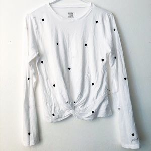 brand new PINK white shirt with black hearts